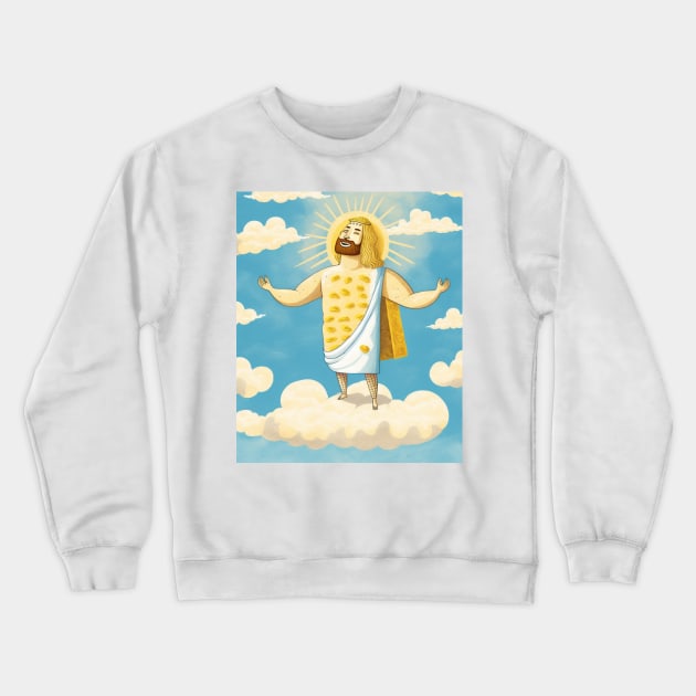 Cheesus Jesus Christ Funny Cheese Christian Pun Christmas Crewneck Sweatshirt by starryskin